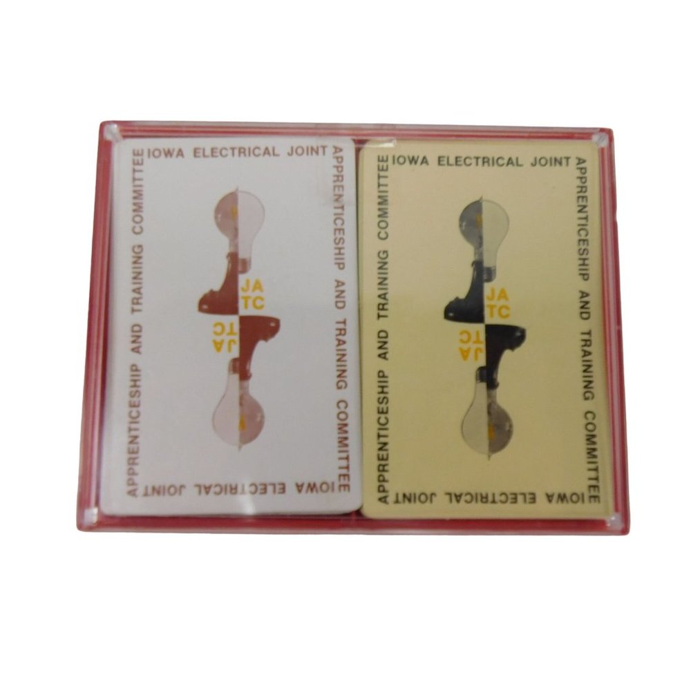 Vintage Iowa Electrical 2 Deck Playing Cards  with Plastic Cases